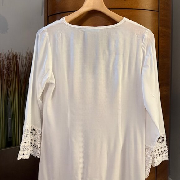 🤍 White Crochet Lace Beach Swim Bathingsuit Cover Up - NEVER WORN! - Picture 7 of 8